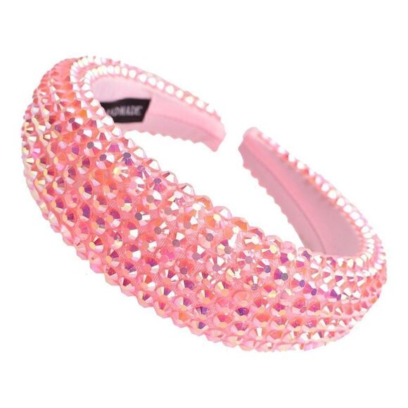 2/$22 Pink Faceted Bead Padded Headband - Picture 4 of 6